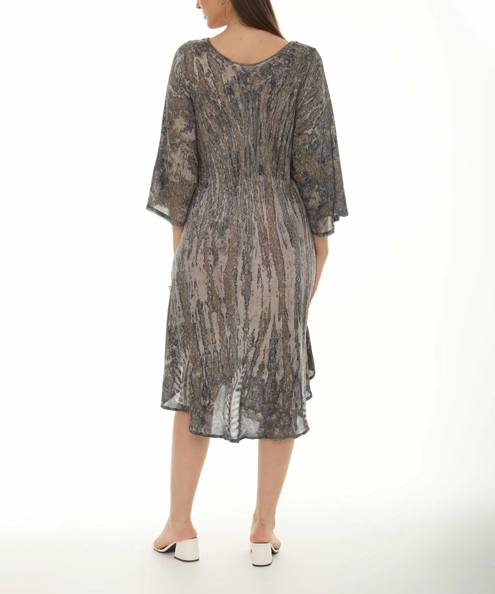 Brand new π Shoreline Gray Abstract Embroidered Three-Quarter Sleeve π Dress - Plus π - Image 5