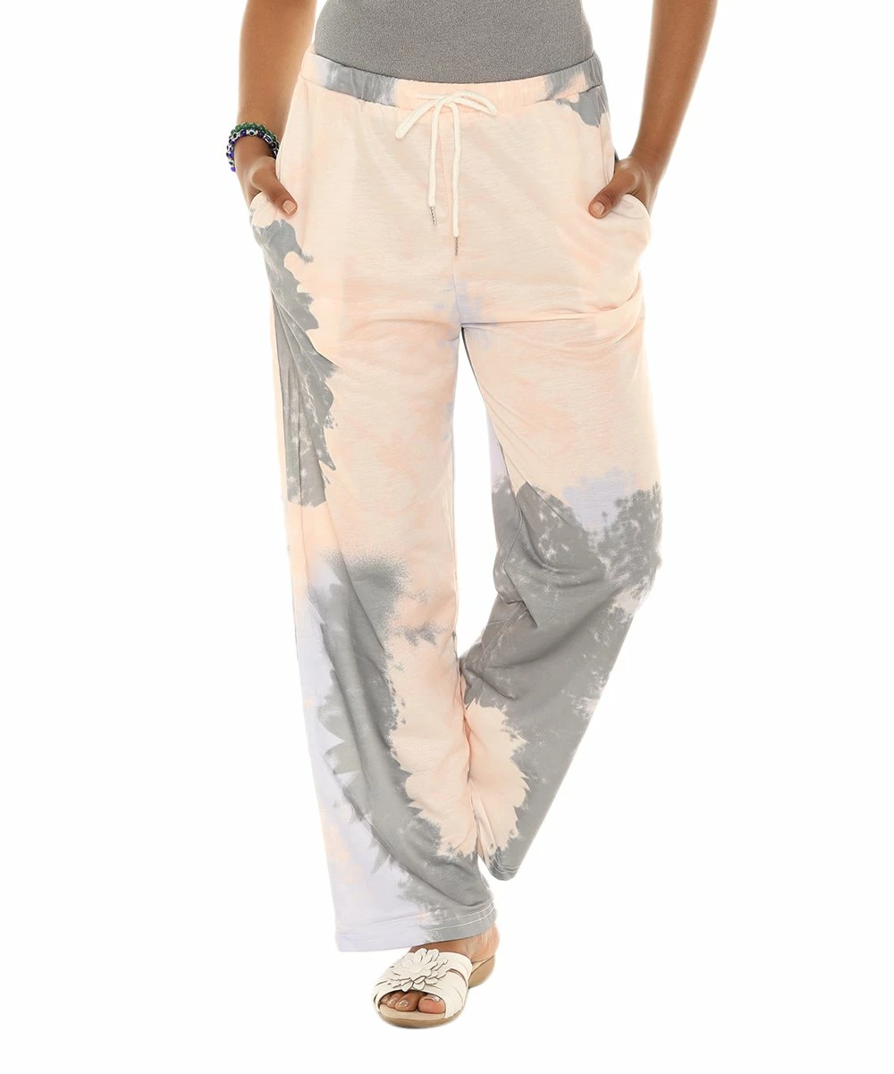 Buy π Shoreline Gray & Cream Tie-Dye Drawstring Lounge Pants - π© Women & Plus π - Image 2