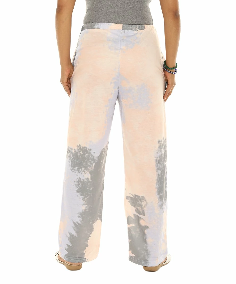 Buy π Shoreline Gray & Cream Tie-Dye Drawstring Lounge Pants - π© Women & Plus π - Image 4