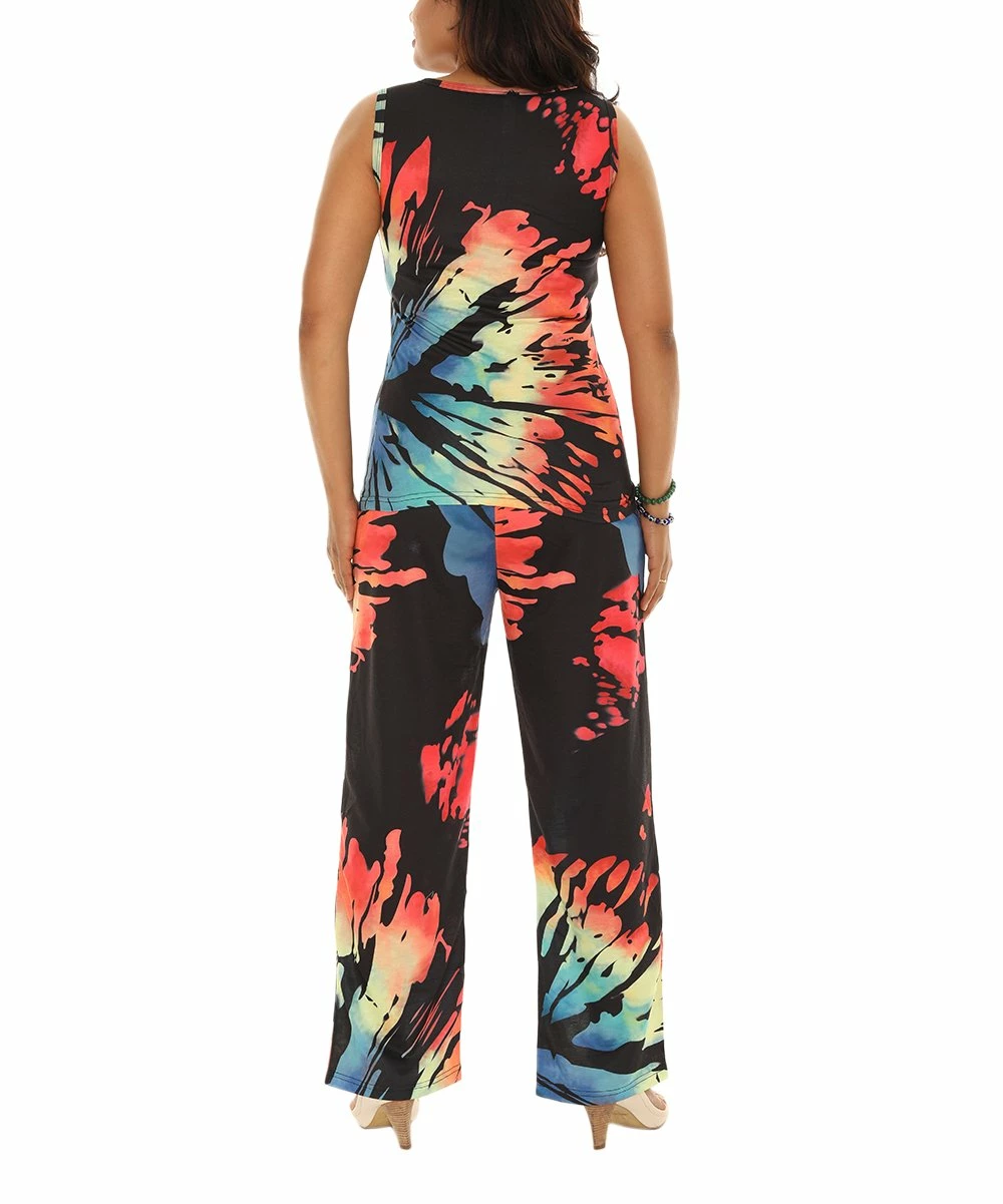 Best deal β Shoreline Black Tie-Dye Tank Top & Red Tie-Dye Lounge Pants - π© Women & Plus π€© - Image 4