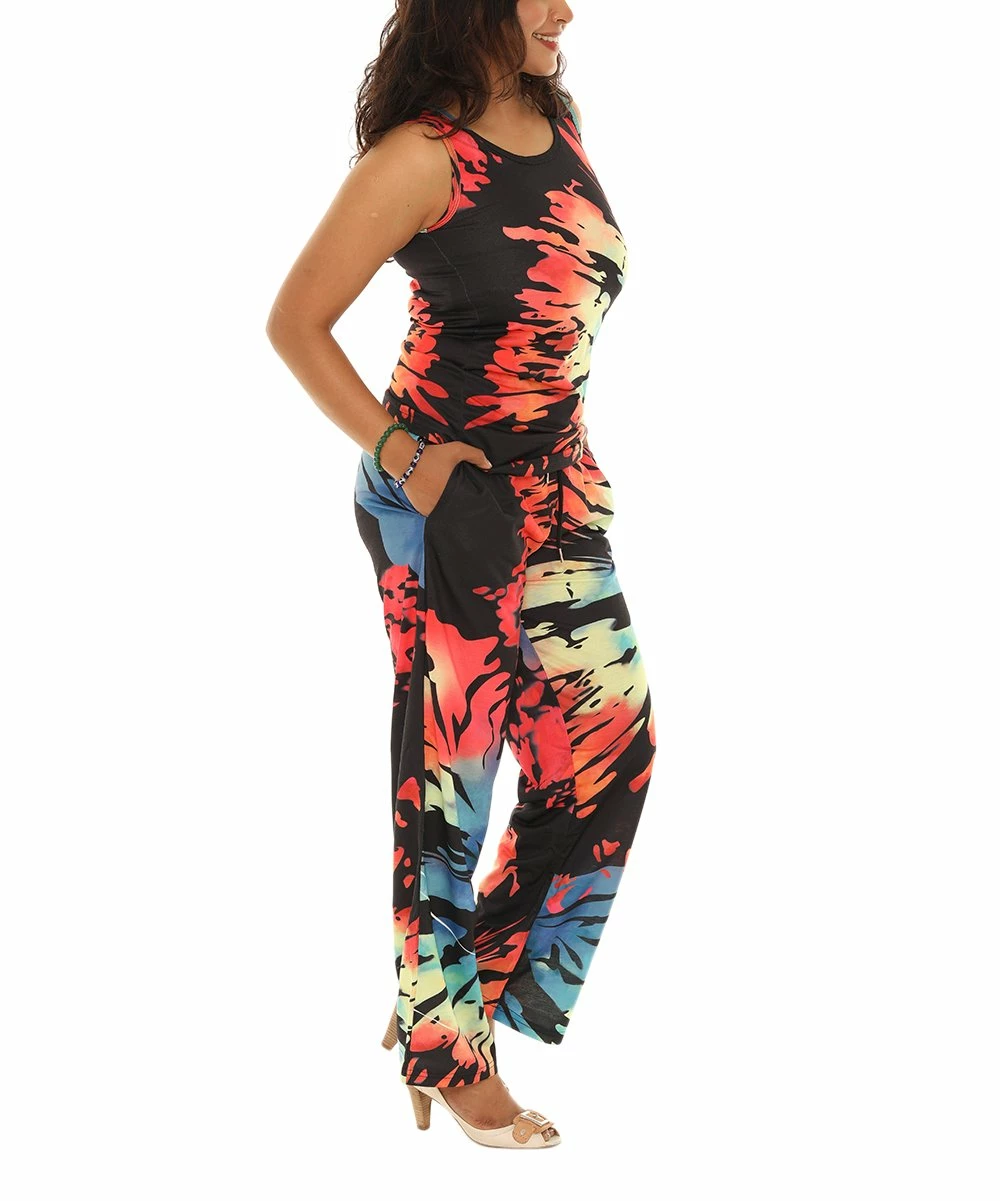 Best deal β Shoreline Black Tie-Dye Tank Top & Red Tie-Dye Lounge Pants - π© Women & Plus π€© - Image 5