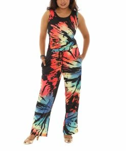 Best deal ⭐ Shoreline Black Tie-Dye Tank Top & Red Tie-Dye Lounge Pants - 👩 Women & Plus 🤩
