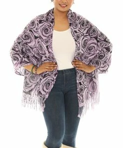 Best reviews of 😀 Shoreline Purple & Black Rose Tassel-Hem Scarf - 👩 Women 👍