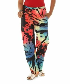 New 🎁 Shoreline Black & Red Tie-Dye Drawstring Lounge Pants - 👩 Women & Plus 👍