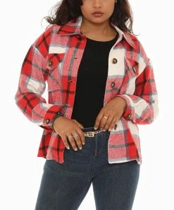 Brand new π Shoreline Coral Plaid Button-Up Shacket - π© Women π―