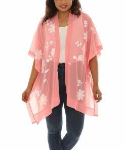 Brand new π Shoreline Pink Floral-Embroidered Half-Sleeve Open Cardigan - π© Women & Plus π