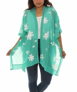 Best Pirce π Shoreline Mint Floral-Embroidered Half-Sleeve Open Cardigan - π© Women & Plus β