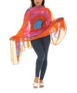 Discount π Shoreline Red & Orange Stripe Chiffon Pashmina - π© Women βοΈ
