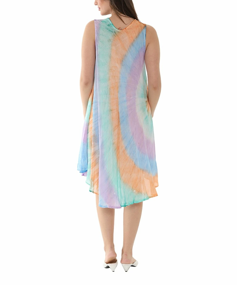 Best reviews of π Shoreline Orange & Purple Tie-Dye Scoop Neck Sleeveless π Dress - π© Women & Plus β - Image 3