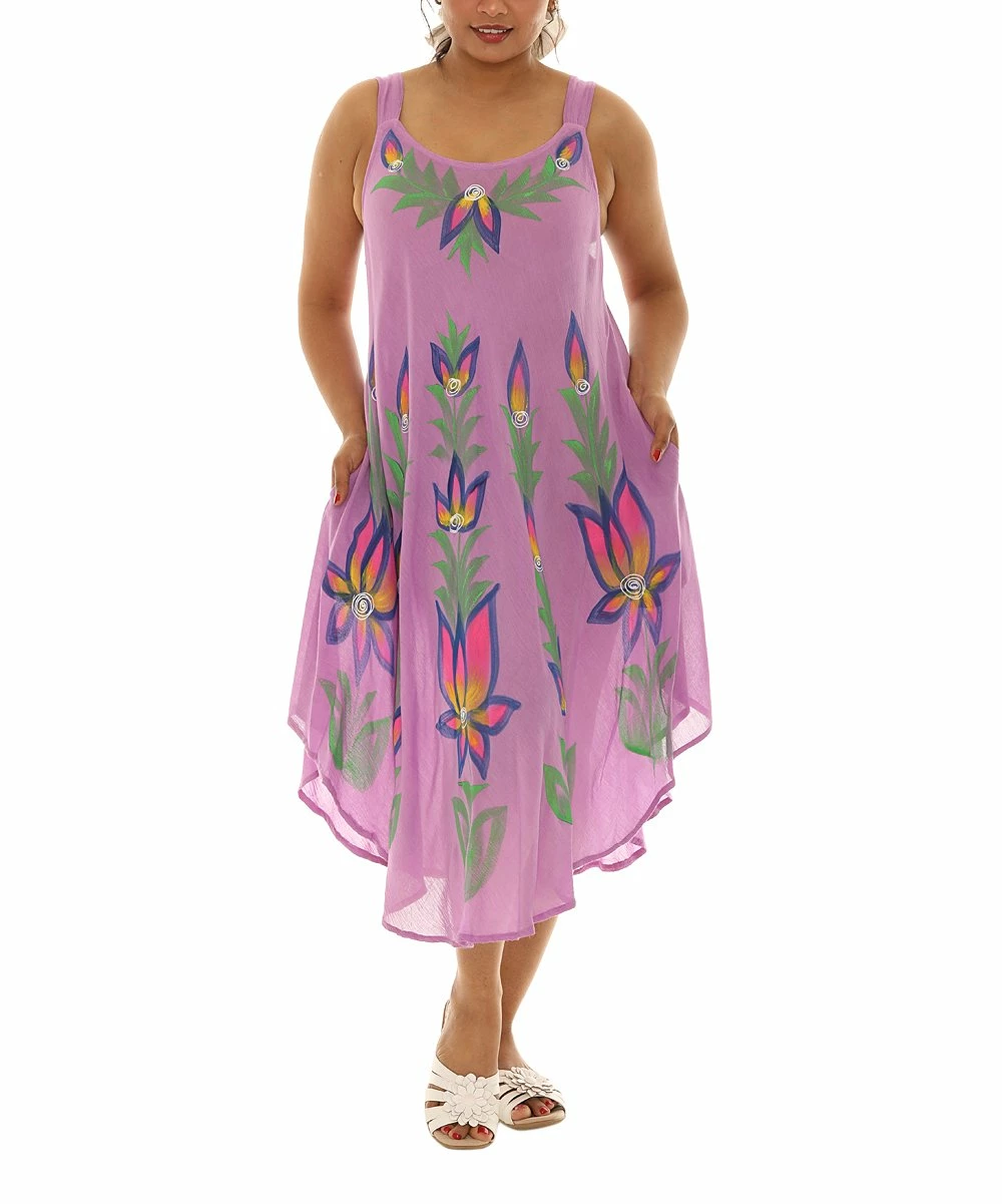 Promo π Shoreline Lavender & Green Floral Scoop Neck Sleeveless π Dress - π© Women & Plus β - Image 2