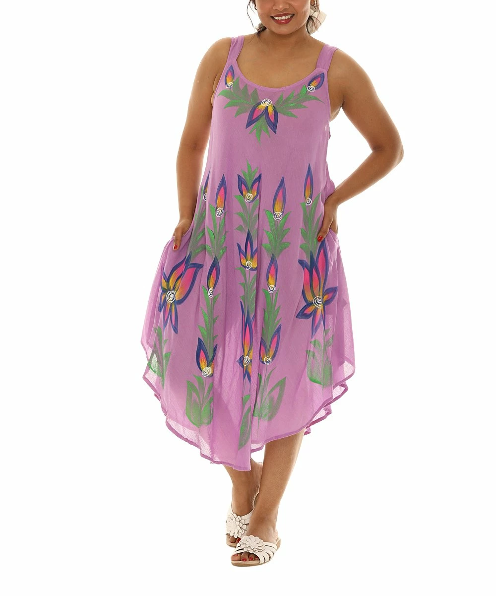 Promo π Shoreline Lavender & Green Floral Scoop Neck Sleeveless π Dress - π© Women & Plus β - Image 4