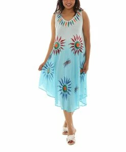 Promo 💯 Shoreline Turquoise Floral Scoop Neck Sleeveless 👗 Dress - 👩 Women & Plus 🎁