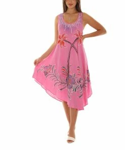 Hot Sale 🤩 Shoreline Pink Floral Scoop Neck Sleeveless 👗 Dress - 👩 Women & Plus 💯