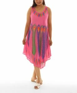 Discount 👏 Shoreline Pink Peacock Sleeveless 👗 Dress - 👩 Women & Plus ❤️