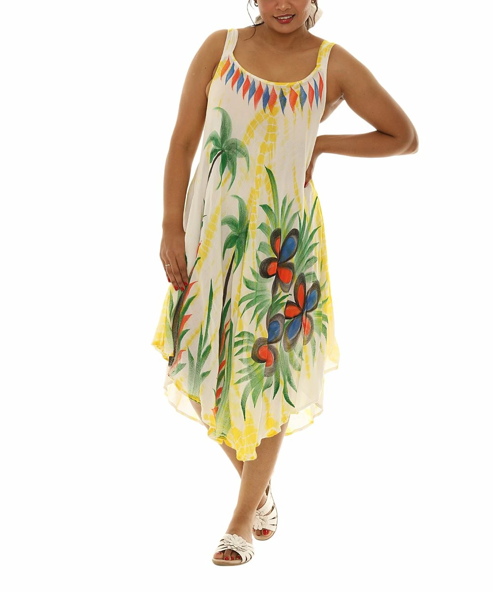 Wholesale π Shoreline Yellow & Green Floral Scoop Neck Sleeveless π Dress - π© Women & Plus π - Image 2