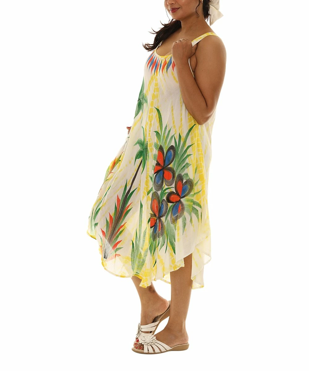 Wholesale π Shoreline Yellow & Green Floral Scoop Neck Sleeveless π Dress - π© Women & Plus π - Image 3