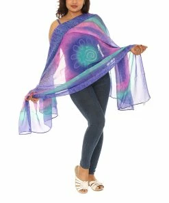 Best Pirce 🧨 Shoreline Blue & Pink Tie-Dye Chiffon Scarf - 👩 Women ❤️