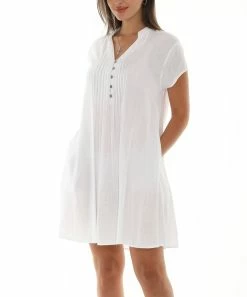Cheap 🔔 Shoreline White Collar Pocket Button-Front Shift 👗 Dress - 👩 Women & Plus 😍