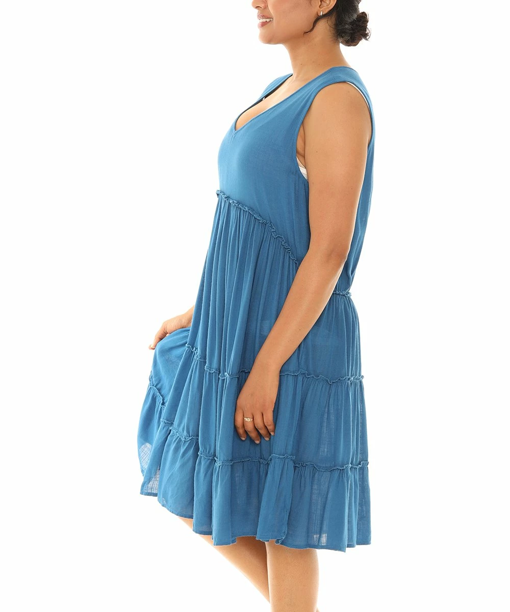 Wholesale π€© Shoreline Blue Tiered Sleeveless V-Neck π Dress - π© Women & Plus π - Image 3