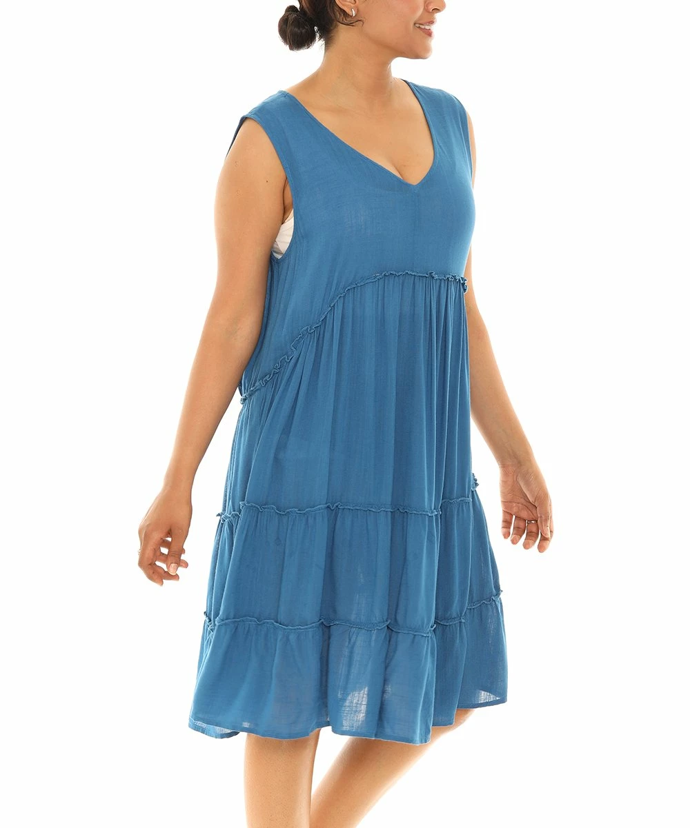 Wholesale π€© Shoreline Blue Tiered Sleeveless V-Neck π Dress - π© Women & Plus π - Image 4
