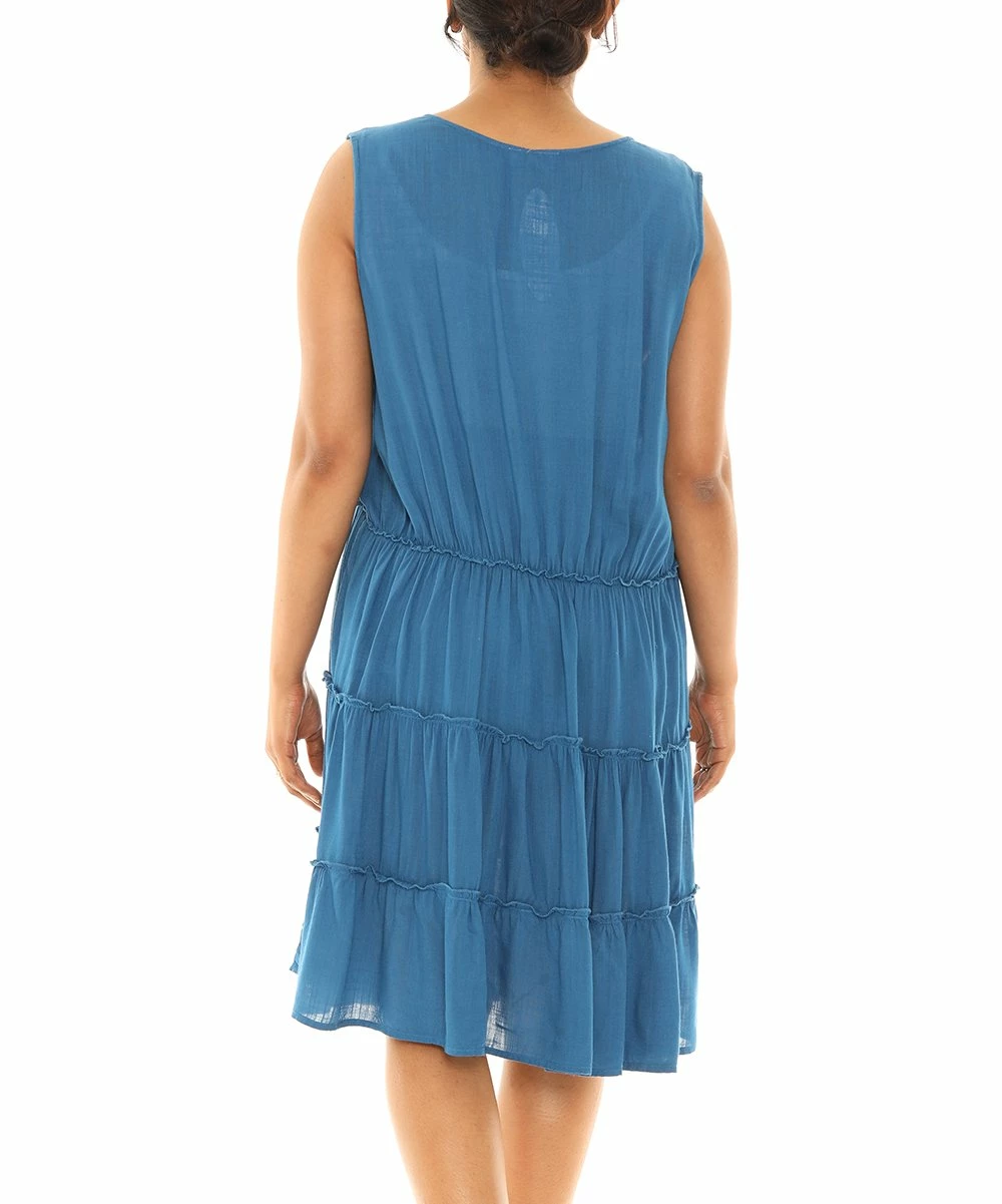Wholesale π€© Shoreline Blue Tiered Sleeveless V-Neck π Dress - π© Women & Plus π - Image 5