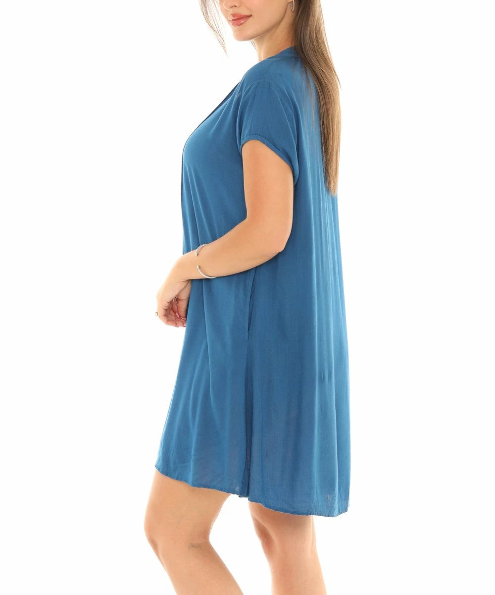 Cheapest π Shoreline Blue Collar Pocket Button-Front Shift π Dress - π© Women & Plus β€οΈ - Image 4