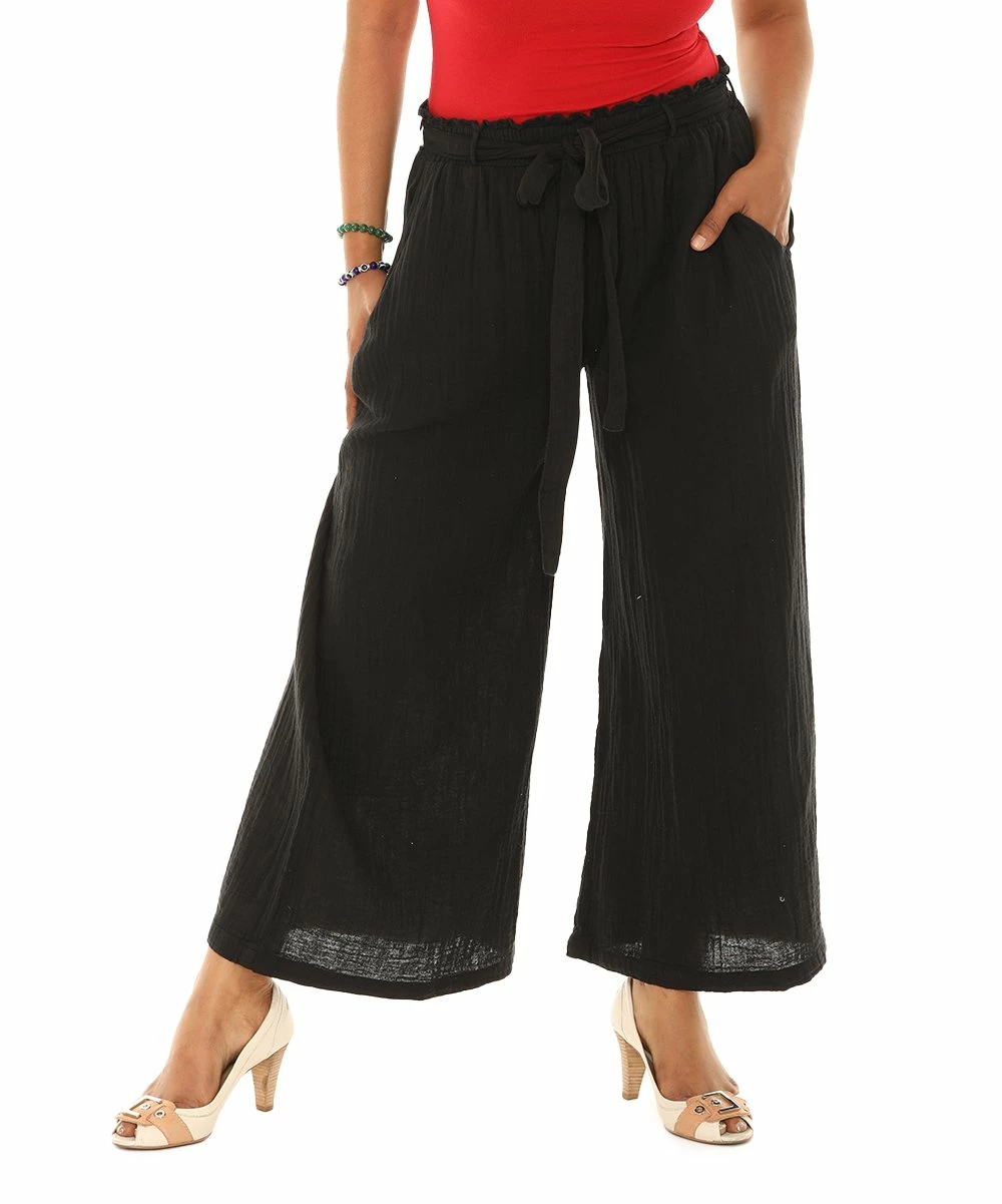 Cheap π― Shoreline Black Pocket Tie-Front Wide-Leg Pants - π© Women & Plus β - Image 4
