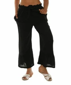 Cheap π― Shoreline Black Pocket Tie-Front Wide-Leg Pants - π© Women & Plus β