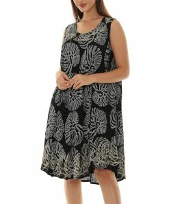 Flash Sale 🥰 Shoreline Black Conch Shell Sleeveless Scoop Neck 👗 Dress - 👩 Women & Plus 😉