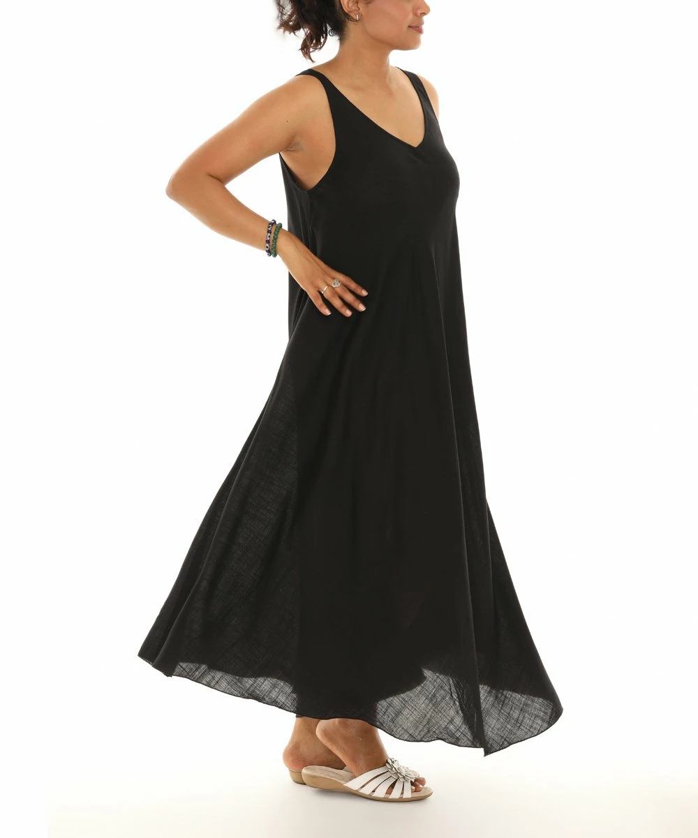 Flash Sale βοΈ Shoreline Black Sleeveless Triangle-Hem V-Neck Maxi π Dress - π© Women & Plus π - Image 2