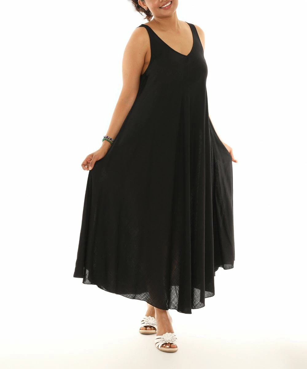 Flash Sale βοΈ Shoreline Black Sleeveless Triangle-Hem V-Neck Maxi π Dress - π© Women & Plus π - Image 3