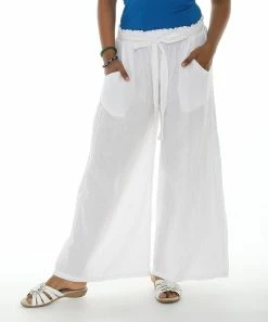 Wholesale βοΈ Shoreline White Pocket Tie-Front Wide-Leg Pants - π© Women & Plus π