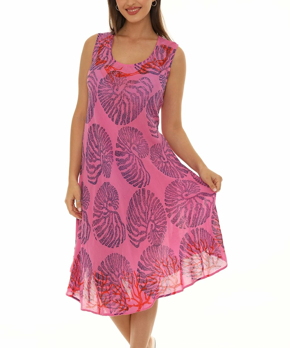 Buy β Shoreline Pink Conch Shell Sleeveless π Dress - π© Women & Plus β€οΈ - Image 4
