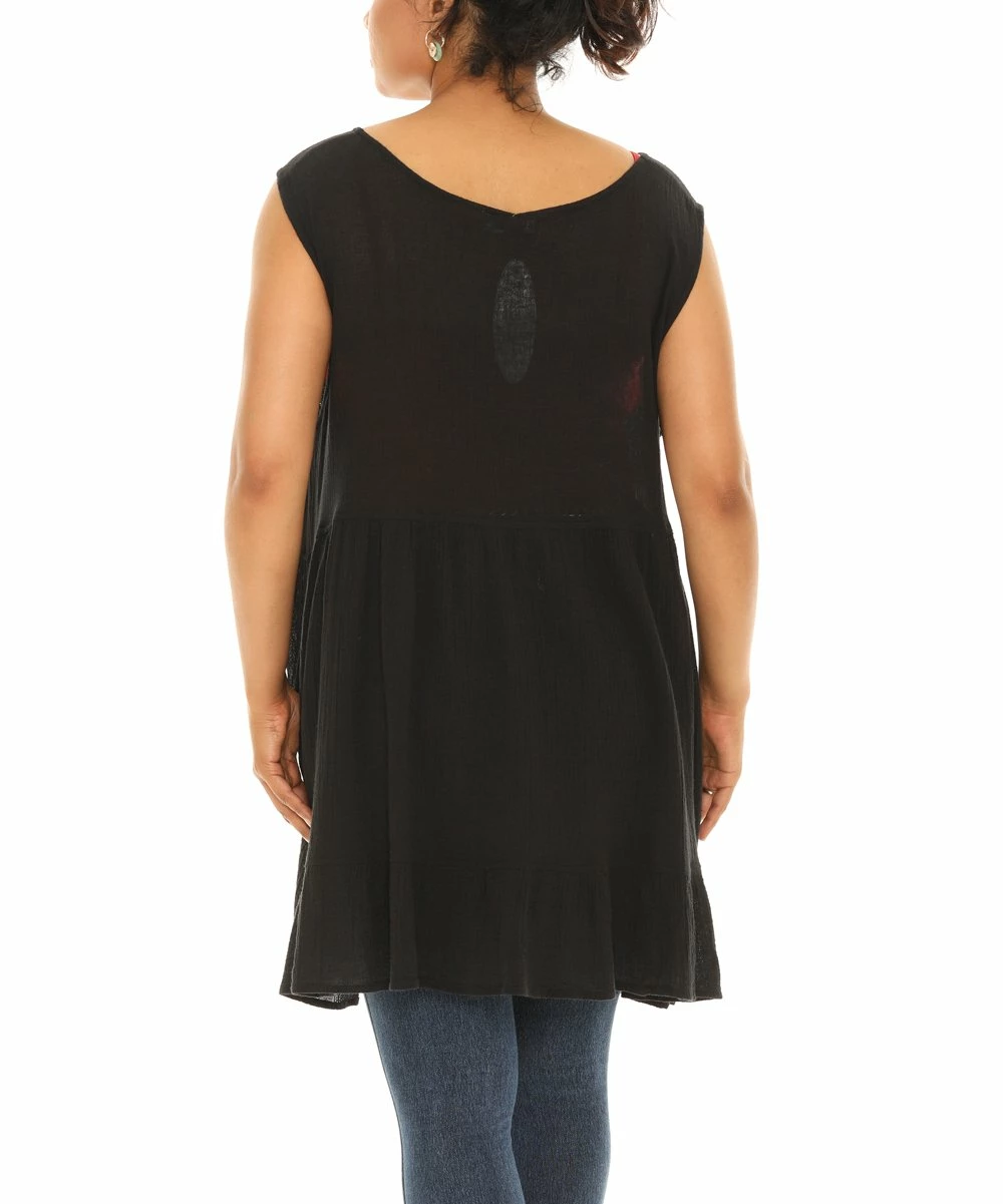 Outlet π Shoreline Black Sleeveless Notch Neck Swing Tunic - π© Women & Plus π - Image 4