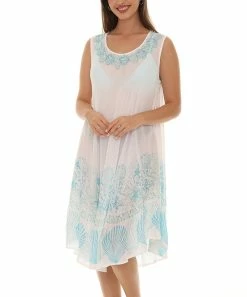 Cheap ✨ Shoreline Mint Beach-Scene Sleeveless 👗 Dress - 👩 Women & Plus ✔️