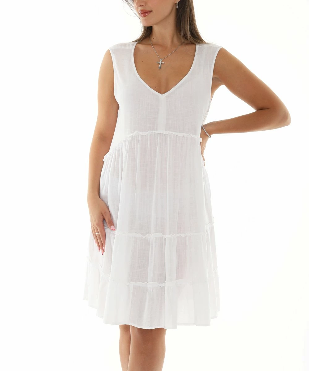 Brand new π₯ Shoreline White Sleeveless Tiered V-Neck Shift π Dress - π© Women & Plus π€© - Image 2