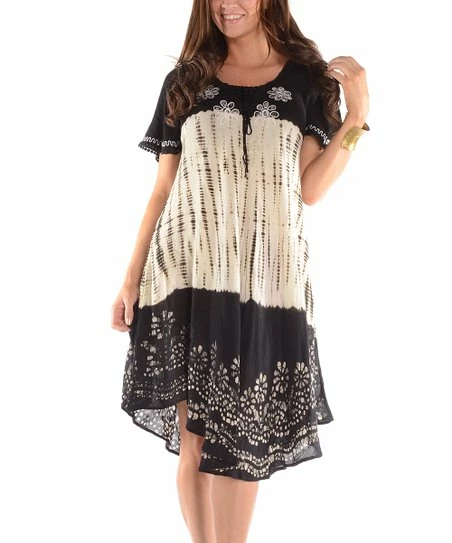 Best Pirce π Shoreline White & Black Floral Scoop Neck Shift π Dress - π© Women π