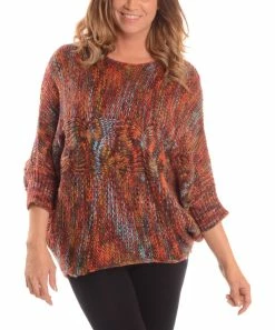 Budget π Shoreline Red Space-Dye Braid Dolman Sweater - π© Women & Plus π