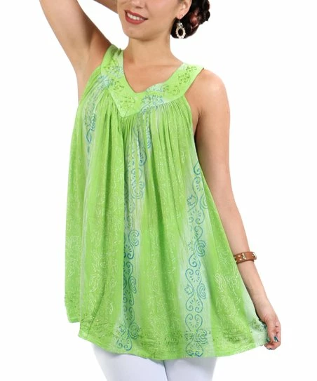 Brand new β Shoreline Sage Abstract V-Neck Tunic - Plus π