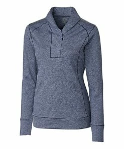 Coupon 🤩 Cutter & Buck | Heather Navy Shoreline Half-Zip Pullover - 👩 Women 😍