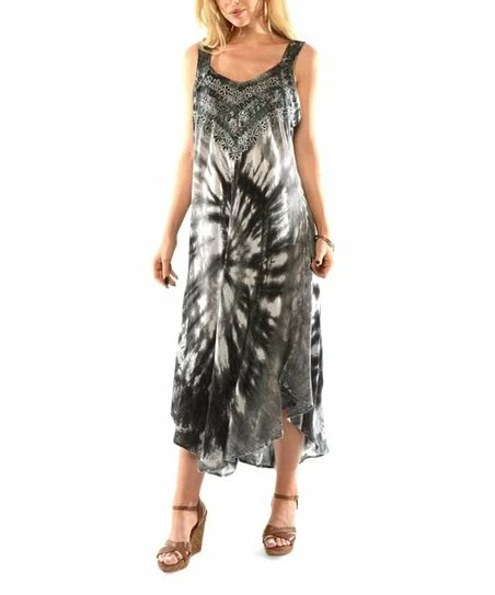 Outlet β Shoreline Black Tie-Dye Sleeveless Midi π Dress - π© Women & Plus π