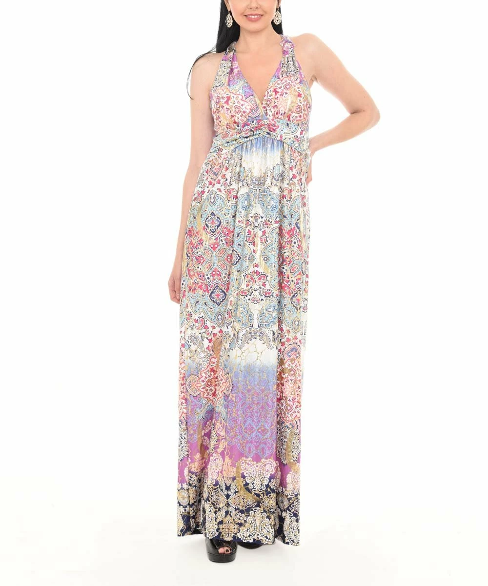 Discount π Shoreline Purple Geometric Sleeveless Maxi π Dress - Plus π