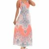 Budget 👏 Shoreline Peach & Blue Paisley Sleeveless Maxi 👗 Dress - 👩 Women & Plus 🧨