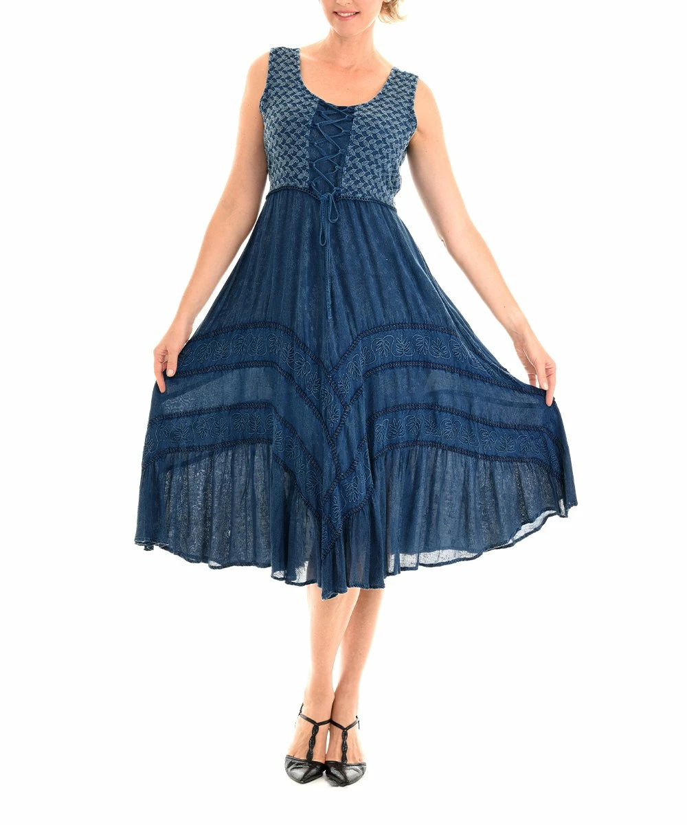 Cheap π Shoreline Denim Blue Textured Fit & Flare π Dress - Plus π₯ - Image 3