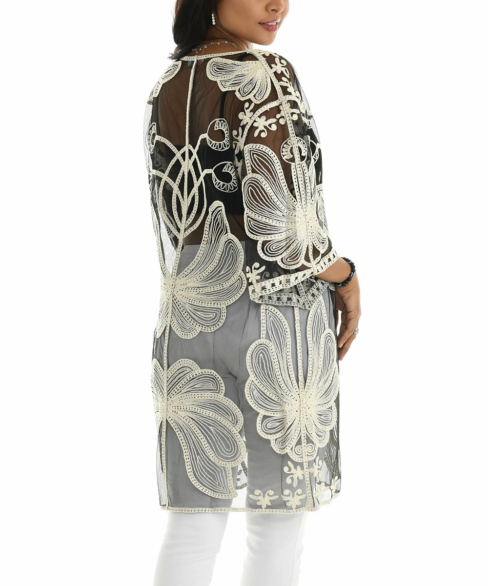 Best Sale π Shoreline Black Floral Lace Cardigan - π© Women & Plus π - Image 2