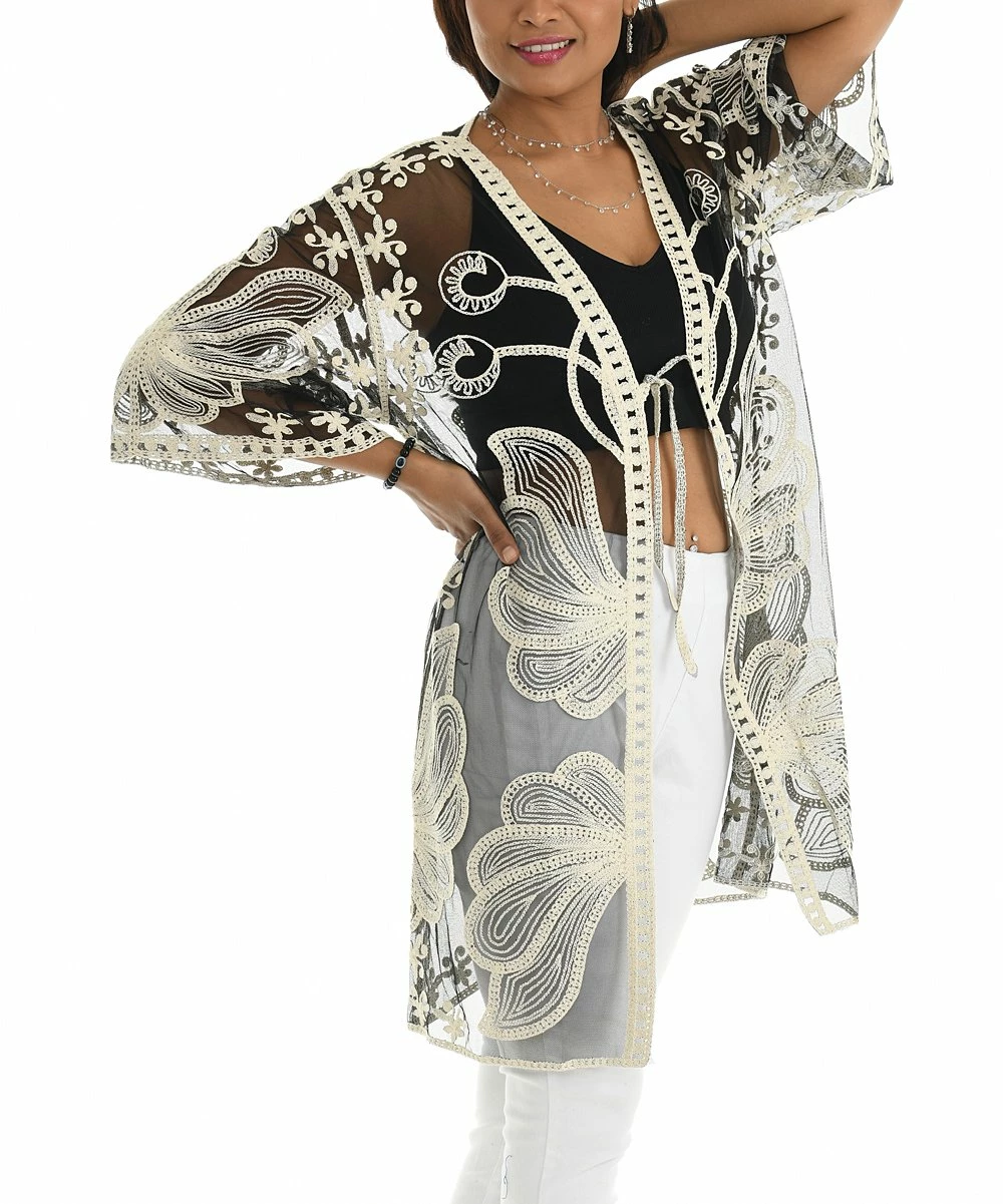 Best Sale π Shoreline Black Floral Lace Cardigan - π© Women & Plus π - Image 3