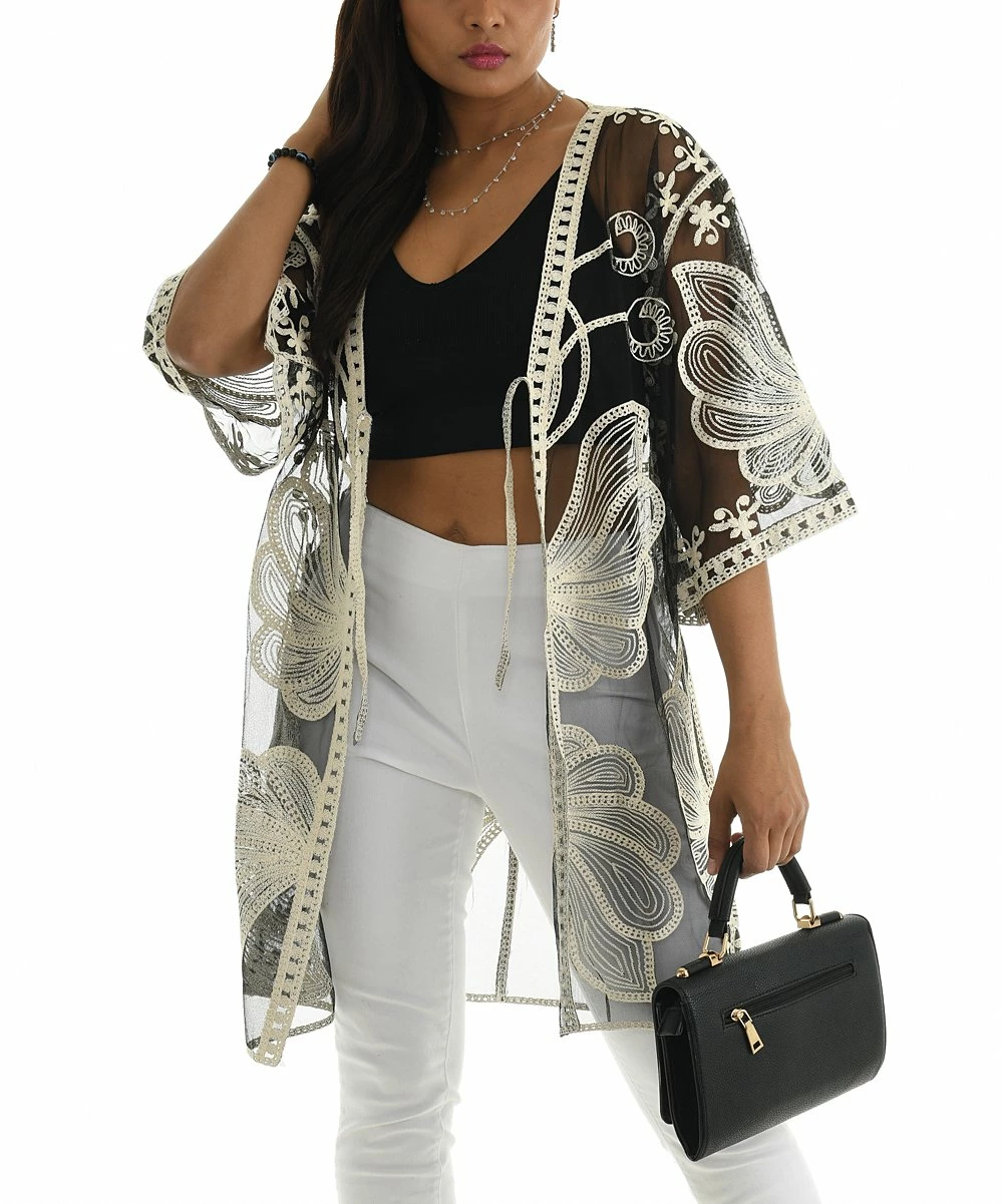 Best Sale π Shoreline Black Floral Lace Cardigan - π© Women & Plus π