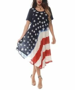 Flash Sale 😍 Shoreline Red & Blue Tie-Dye & Stars 👗 Dress - Plus 💯