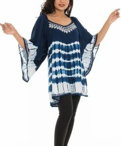 Cheapest π Shoreline Blue & White Tie-Dye Flutter-Sleeve Tunic - π© Women & Plus π