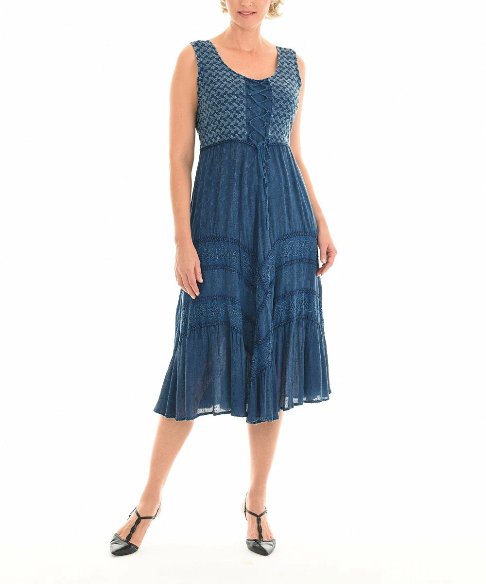 Flash Sale β€οΈ Shoreline Navy Lace-Up Midi Empire-Waist π Dress - π© Women & Plus π - Image 2
